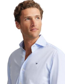 Silbon Camisa Sport Cutaway Cuadritos Celeste