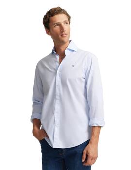 Silbon Camisa Sport Cutaway Rayitas Celeste