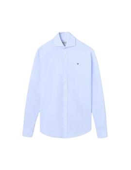 Silbon Camisa Sport Cutaway Rayitas Celeste