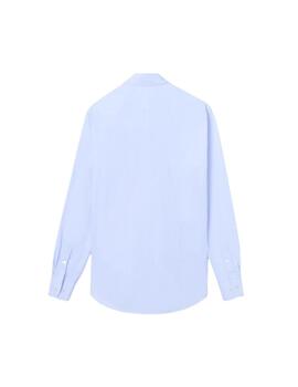 Silbon Camisa Sport Cutaway Rayitas Celeste