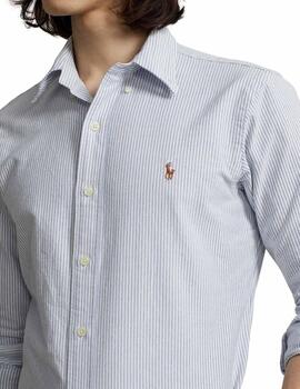 Camisa Ralph Lauren Rayas Blanco y Azul Para Hombre