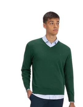 El Pulpo Jersey Cuello Pico Mezcla Logo Verde Bote