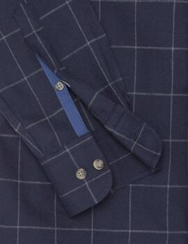 Hackett Camisa Flannel Windowpane Navy