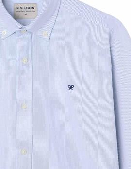 Silbon Camisa Sport Oxford Multirayas Azules