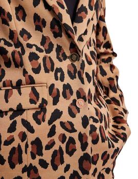 Gaudi Giacca Monopetto Color  Animalier Tan-Black