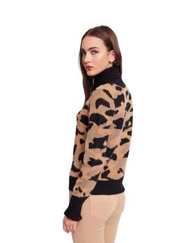 Gaudi Maglia Dolcevita M/L Color  Animalier Tan-Bl