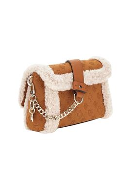 Guess Bolso Davika Flap Shoulder Bag Cognac