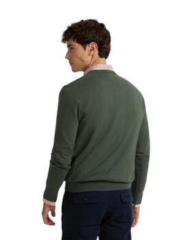 Silbon Jersey Liso Cuello Pico Verde Medio