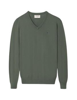 Silbon Jersey Liso Cuello Pico Verde Medio