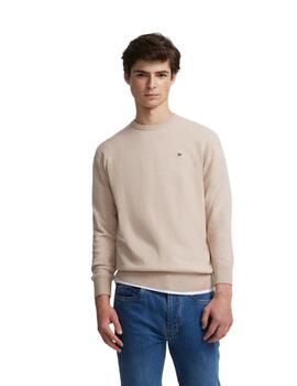 Silbon Jersey Liso Cuello Redondo Beige