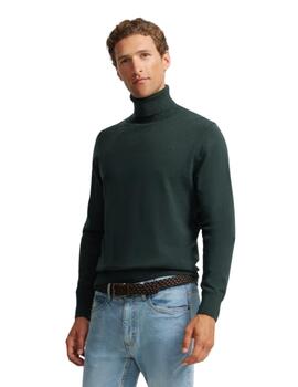 Silbon Jersey Liso Cuello Vuelto Verde Oscuro