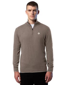 North Sails Half Zip 12Gg Knitwear  Fossil Melange