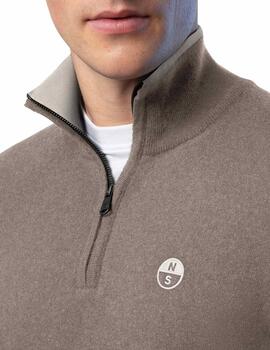 North Sails Half Zip 12Gg Knitwear  Fossil Melange