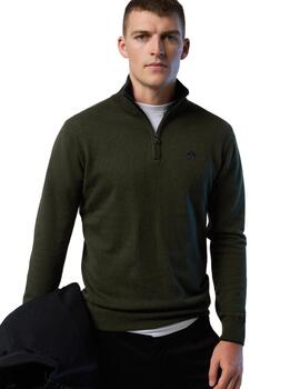 North Sails Half Zip 12Gg Knitwear  Forest Green