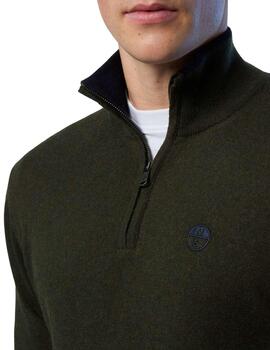 North Sails Half Zip 12Gg Knitwear  Forest Green