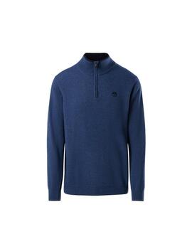 North Sails Half Zip 12Gg Knitwear  China Blue Mel