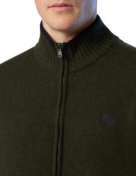 North Sails Full Zip 7Gg Knitwear  Forest Green