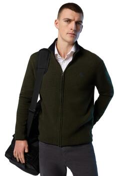 North Sails Full Zip 7Gg Knitwear  Forest Green