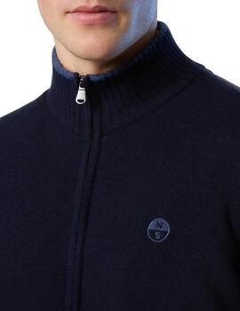 North Sails Full Zip 7Gg Knitwear  Navy Blue