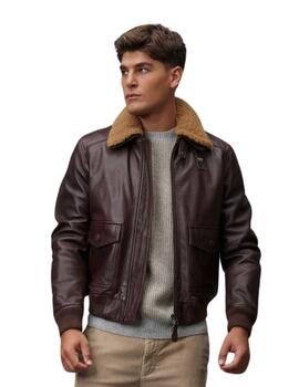 Blauer BOMBER CON CUELLO DE PIEL CHEITON Color Arabic Coffee