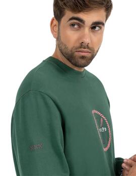 El Pulpo Sudadera Estampado Remos Frontal Verde Inglés 