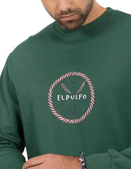 El Pulpo Sudadera Estampado Remos Frontal Verde Inglés 