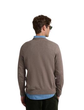 Silbon Jersey Liso Cuello Pico Taupe