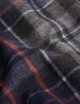 BARBOUR New Check Tartan Scarf Navy-Dark Ginger 