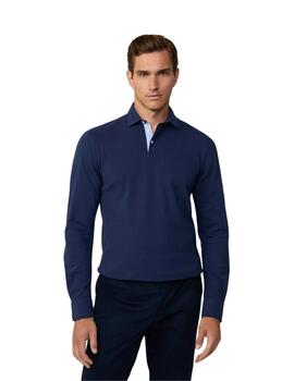 Hackett Polo Selvedge Placket Ls Ink Blue