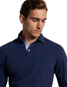 Hackett Polo Selvedge Placket Ls Ink Blue