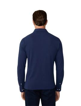 Hackett Polo Selvedge Placket Ls Ink Blue