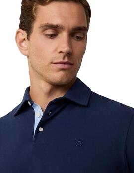 Hackett Polo Selvedge Placket Ls Ink Blue