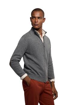 Hackett Punto Lambswool Fzip Granite Grey