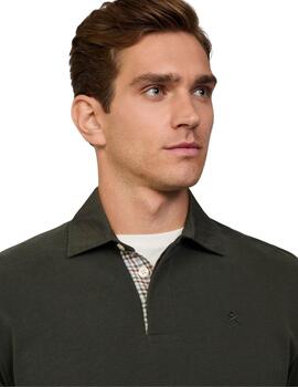 Hackett Polo Woven Trim Rugby Deep Green