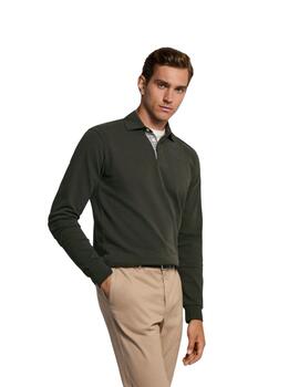 Hackett Polo Woven Trim Rugby Deep Green