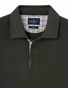 Hackett Polo Woven Trim Rugby Deep Green