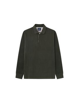 Hackett Polo Woven Trim Rugby Deep Green