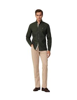 Hackett Camisa Flannel Trim Green