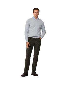 Hackett Punto Lambswool V Neck Silver Grey