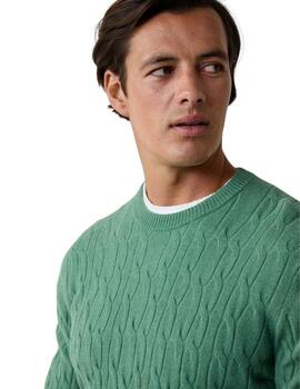 Hackett Punto Lw Cable Crew Seagrass Green