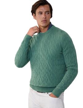 Hackett Punto Lw Cable Crew Seagrass Green