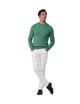 Hackett Punto Lw Cable Crew Seagrass Green