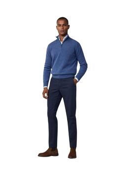 Hackett Punto Lambswool Hzip Chambray Blue