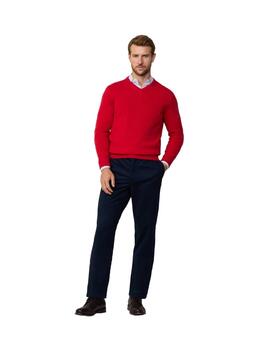 Hackett Punto Lambswool V Neck Cardinal Red