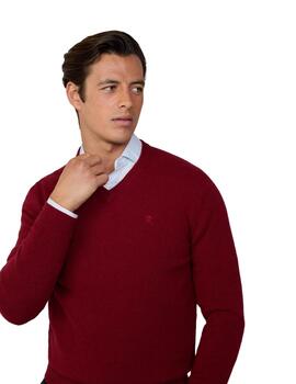 Hackett Punto Lambswool V Neck Winter Red