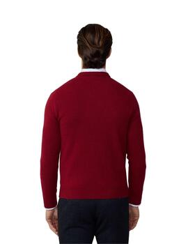 Hackett Punto Lambswool V Neck Winter Red