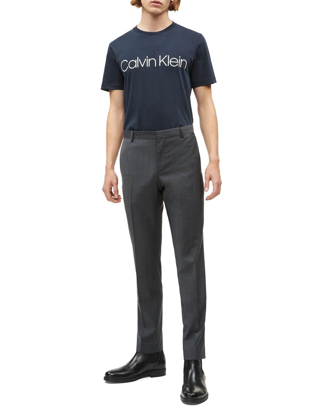 Camiseta Calvin Klein Marino Con Logo Blanco Para Hombre