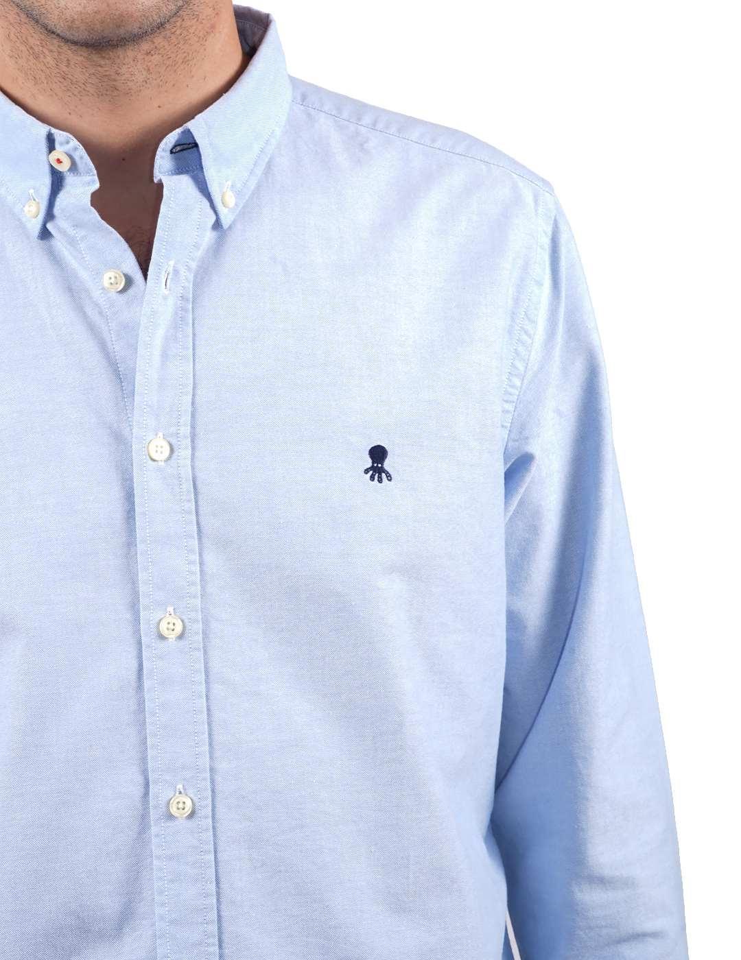 Camisa El Pulpo Oxford Lisa Celeste Para Hombre