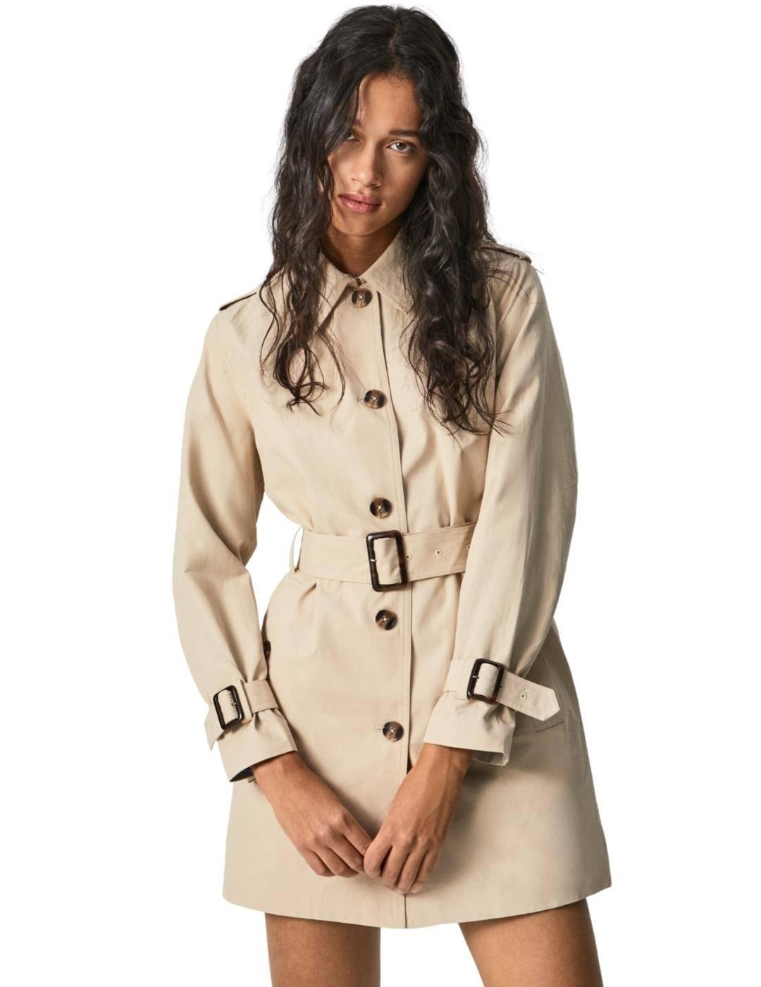 Gabardina Pepe Jeans Fantine Beige Para Mujer