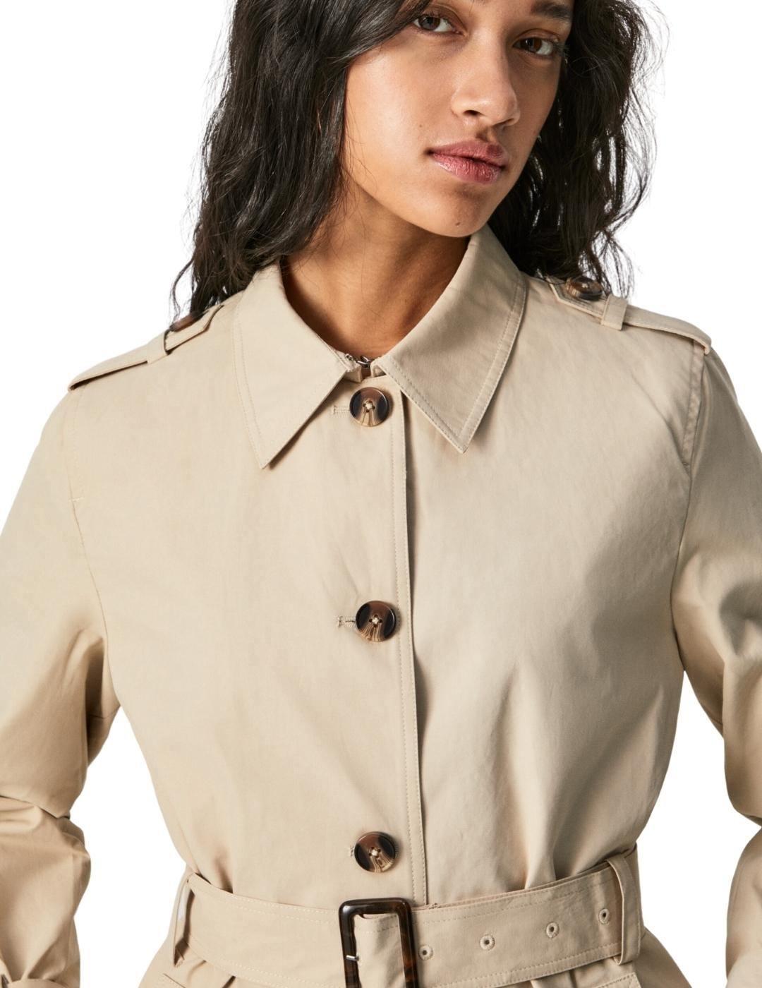 Gabardina Pepe Jeans Fantine Beige Para Mujer